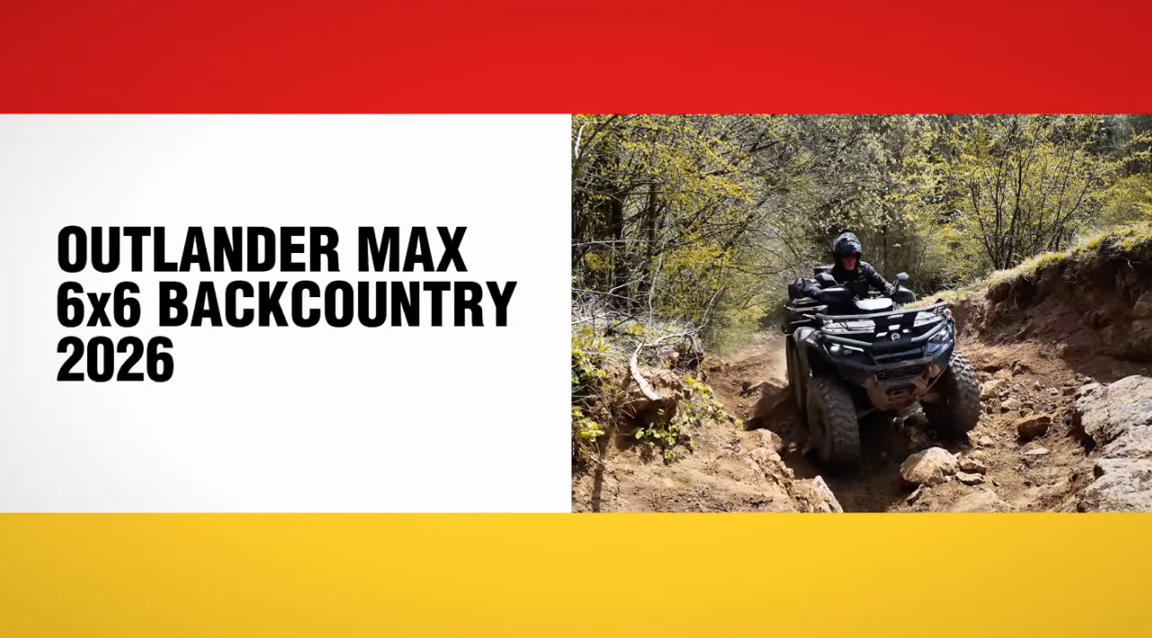 Visuel Can-Am Outlander MAX 6x6 Backcountry 2026 en action sur terrain rocheux
